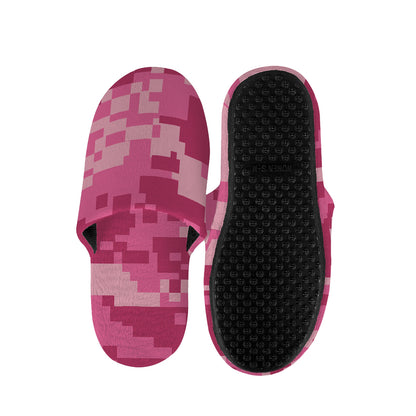 Pink Digital Camo Pattern Print Slippers