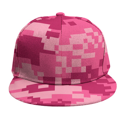 Pink Digital Camo Pattern Print Snapback Cap