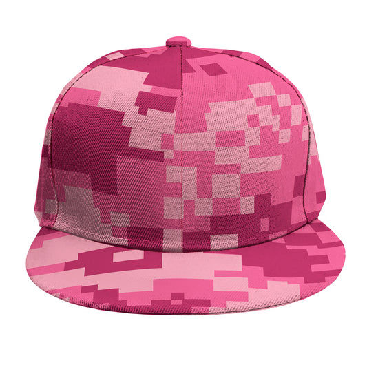 Pink Digital Camo Pattern Print Snapback Cap