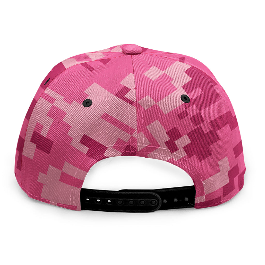 Pink Digital Camo Pattern Print Snapback Cap