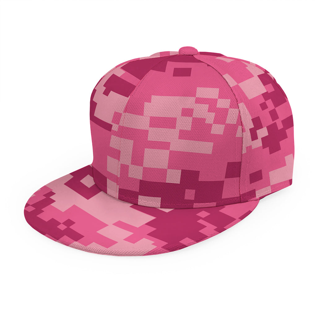 Pink Digital Camo Pattern Print Snapback Cap
