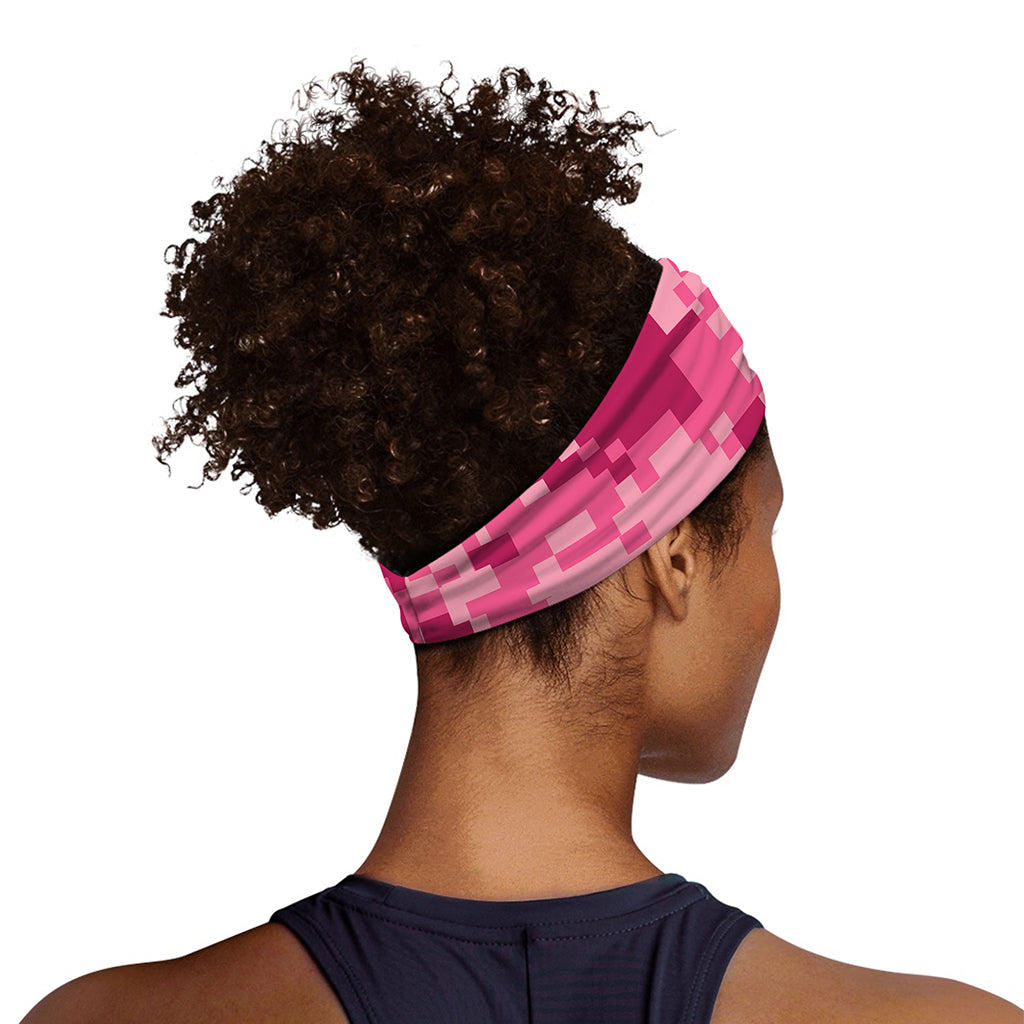 Pink Digital Camo Pattern Print Sports Headband