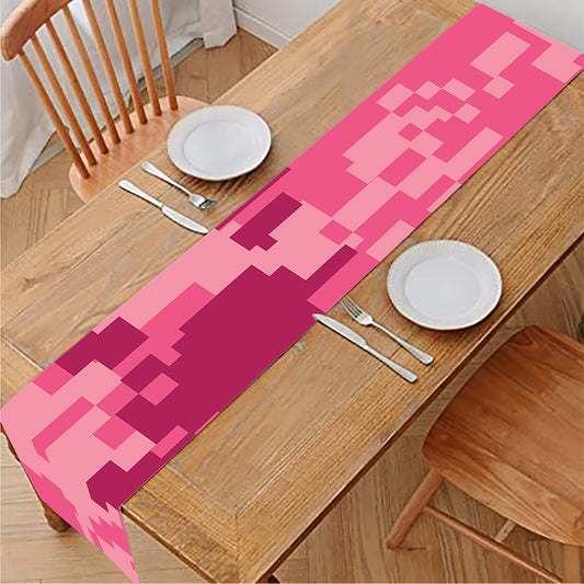 Pink Digital Camo Pattern Print Table Runner