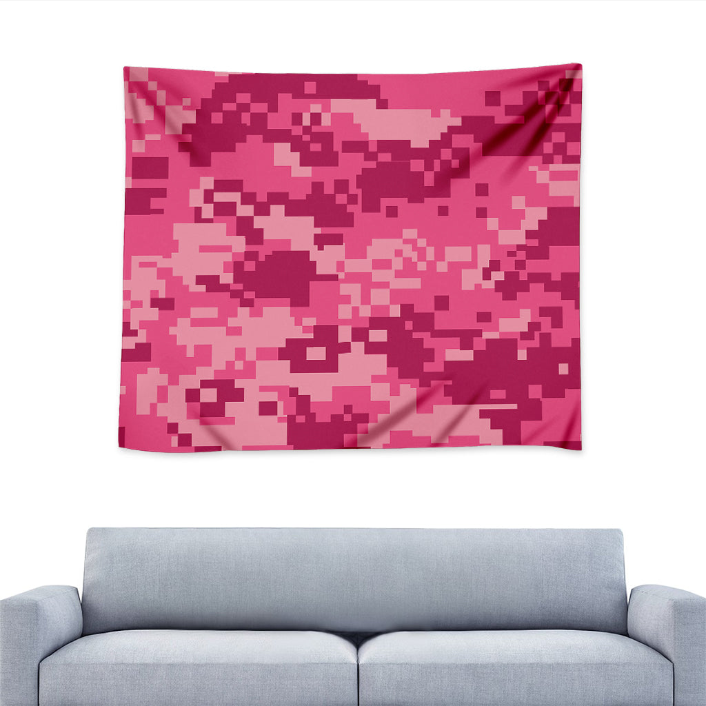 Pink Digital Camo Pattern Print Tapestry