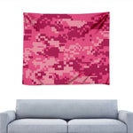 Pink Digital Camo Pattern Print Tapestry