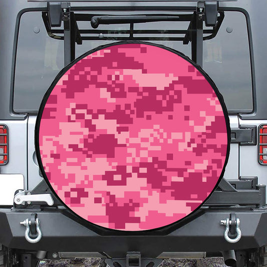 Pink Digital Camo Pattern Print Tire Cover