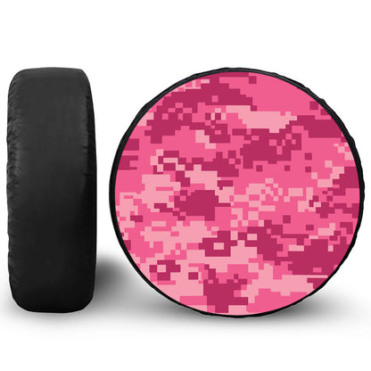 Pink Digital Camo Pattern Print Tire Cover