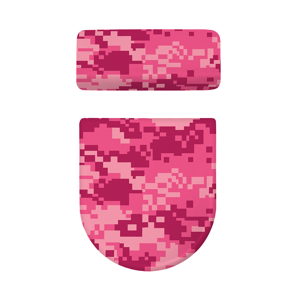 Pink Digital Camo Pattern Print Toilet Lid And Tank Cover Set