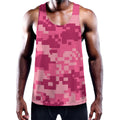 Pink Digital Camo Pattern Print Men's Workout Tank Top