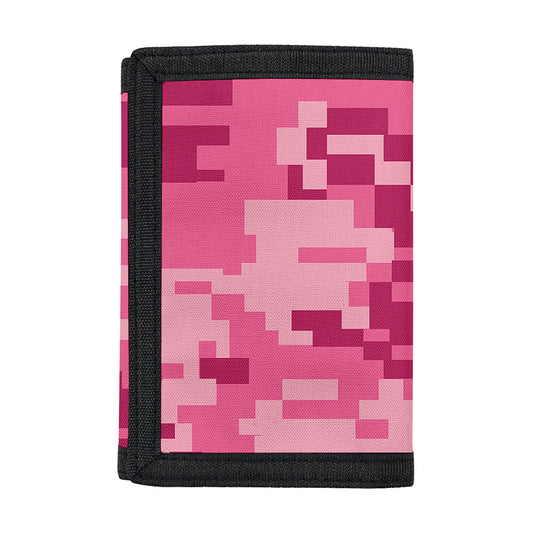Pink Digital Camo Pattern Print Trifold Wallet
