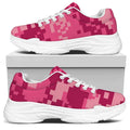 Pink Digital Camo Pattern Print White Chunky Shoes