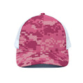 Pink Digital Camo Pattern Print White Mesh Trucker Hat