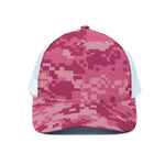Pink Digital Camo Pattern Print White Mesh Trucker Cap