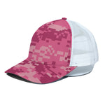 Pink Digital Camo Pattern Print White Mesh Trucker Cap