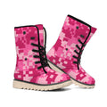 Pink Digital Camo Pattern Print Winter Boots