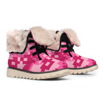 Pink Digital Camo Pattern Print Winter Boots