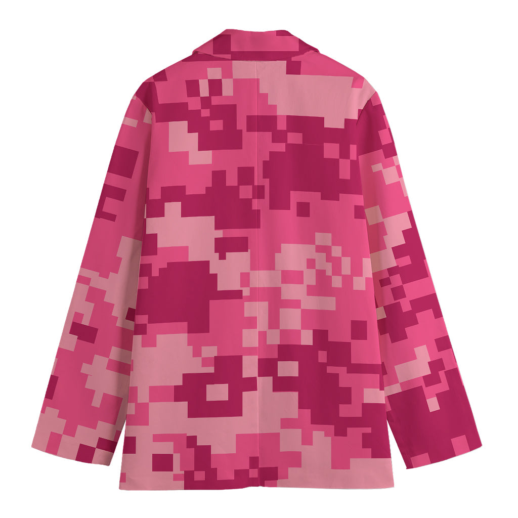Pink Digital Camo Pattern Print Women's Blazer