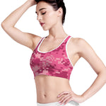 Pink Digital Camo Pattern Print Women's Sports Bra