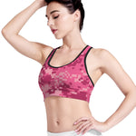 Pink Digital Camo Pattern Print Women's Sports Bra