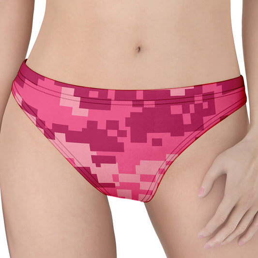 Pink Digital Camo Pattern Print Women's Thong