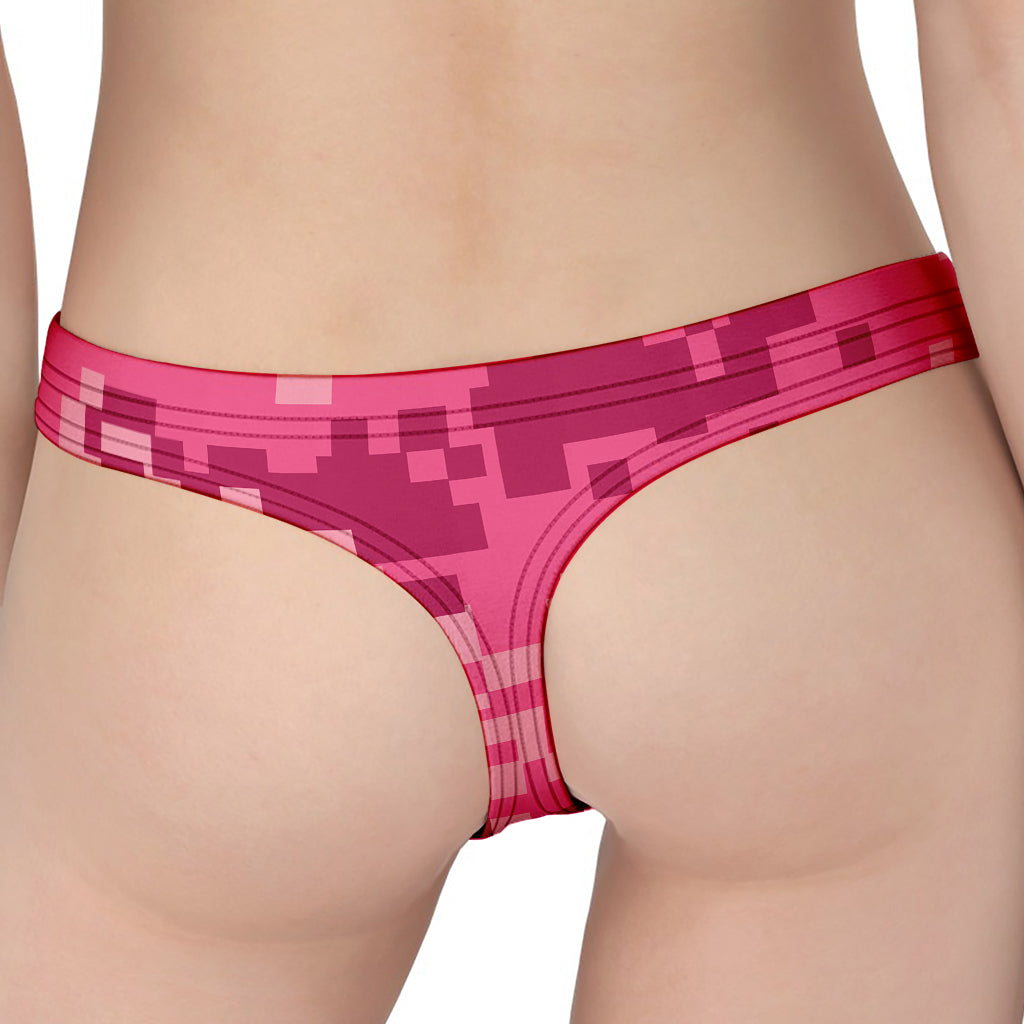 Pink Digital Camo Pattern Print Women's Thong