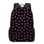 Pink Emo Skull Pattern Print 17 Inch Backpack