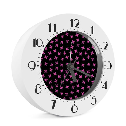 Pink Emo Skull Pattern Print Alarm Clock