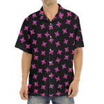 Pink Emo Skull Pattern Print Aloha Shirt