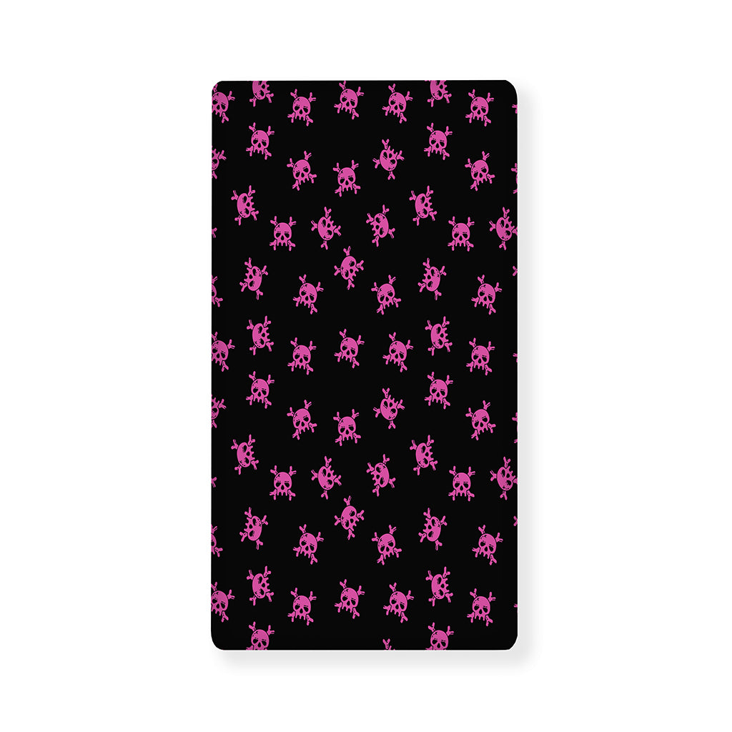 Pink Emo Skull Pattern Print Baby Crib Sheet