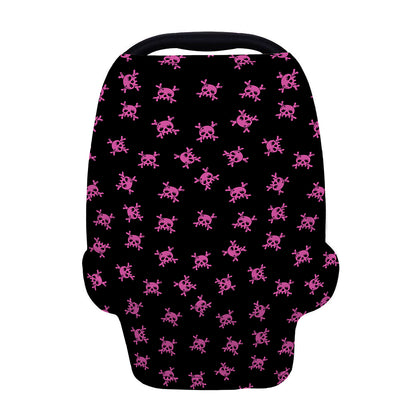 Pink Emo Skull Pattern Print Baby Seat Cover