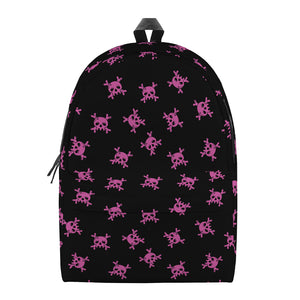 Pink Emo Skull Pattern Print Backpack