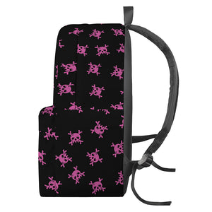 Pink Emo Skull Pattern Print Backpack