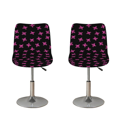 Pink Emo Skull Pattern Print Bar Stool Covers