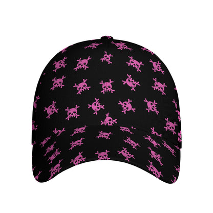 Pink Emo Skull Pattern Print Baseball Cap
