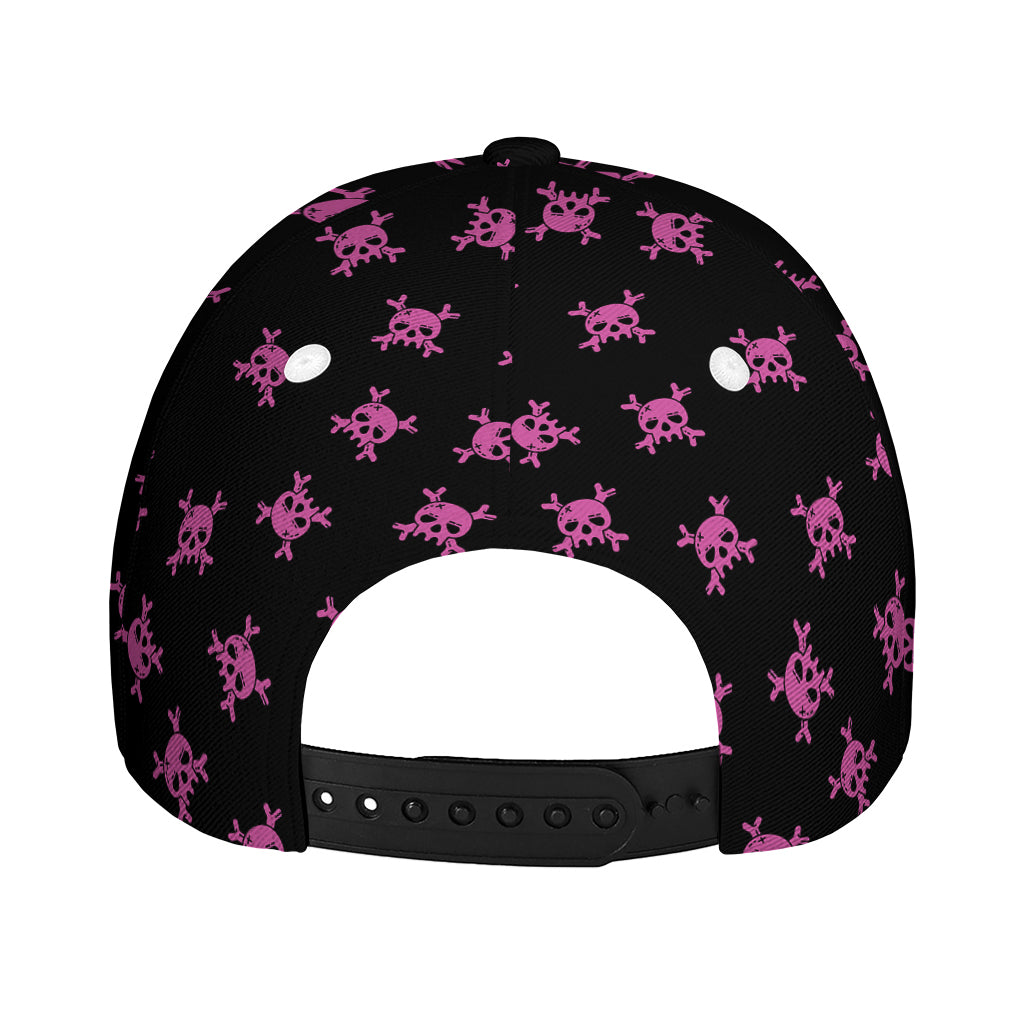 Pink Emo Skull Pattern Print Baseball Cap
