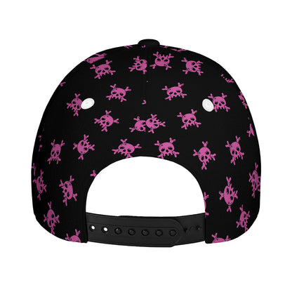 Pink Emo Skull Pattern Print Baseball Cap