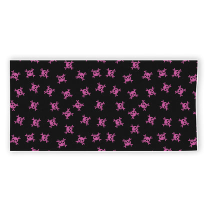 Pink Emo Skull Pattern Print Beach Towel