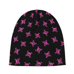 Pink Emo Skull Pattern Print Beanie