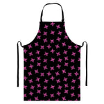 Pink Emo Skull Pattern Print Bib Apron With Pocket