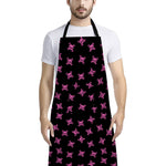 Pink Emo Skull Pattern Print Bib Apron With Pocket