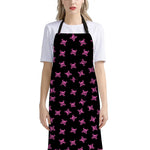 Pink Emo Skull Pattern Print Bib Apron With Pocket