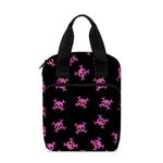 Pink Emo Skull Pattern Print Bible Tote Bag