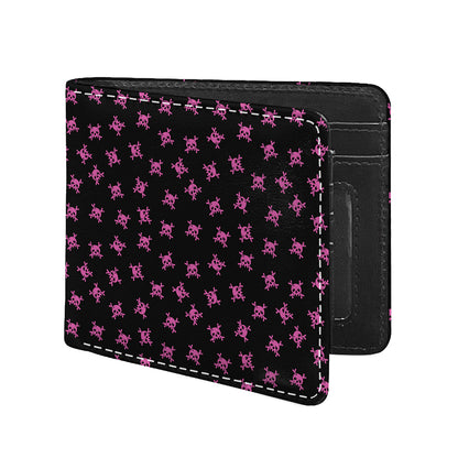 Pink Emo Skull Pattern Print Bifold Wallet