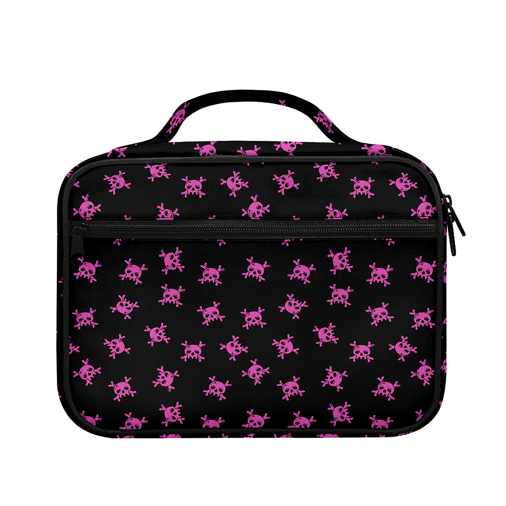 Pink Emo Skull Pattern Print Briefcase Bible Bag