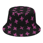 Pink Emo Skull Pattern Print Bucket Hat