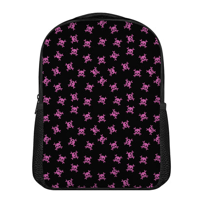 Pink Emo Skull Pattern Print Casual Backpack