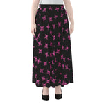 Pink Emo Skull Pattern Print Chiffon Maxi Skirt