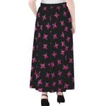 Pink Emo Skull Pattern Print Chiffon Maxi Skirt