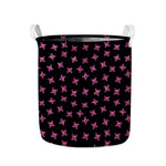 Pink Emo Skull Pattern Print Collapsible Laundry Basket
