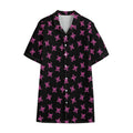 Pink Emo Skull Pattern Print Cotton Hawaiian Shirt